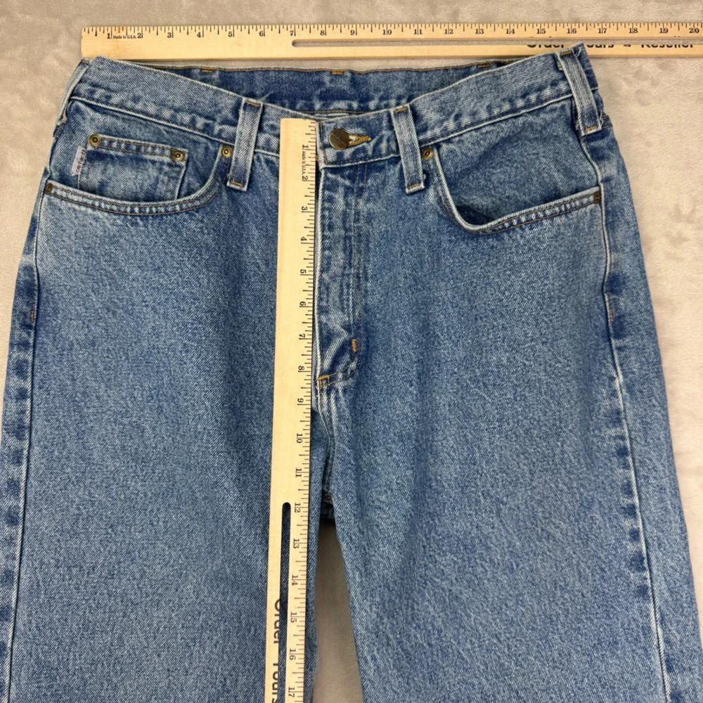 Vtg Carhartt Jeans Mens 34x34 (32x34) Blue Relaxed Straight Fit Workwear Denim